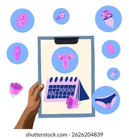 Vector ilustración aislada de la investigación del ciclo menstrual. Causas de los trastornos del ciclo menstrual.