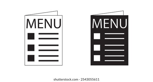 Vector Isolated Illustration of a Menu. Black and White Menu card outline Icon design