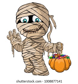 Vector isolated illustration of a merry mummy for Halloween