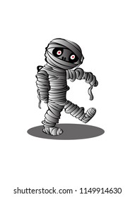 Vector isolated illustration of a merry mummy for Halloween.