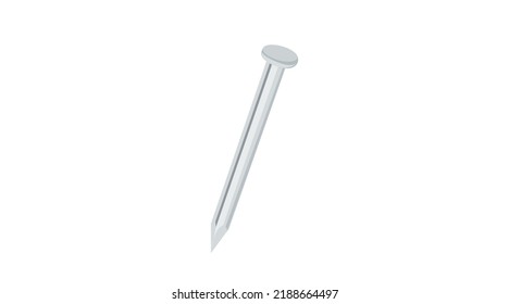 Vector Isolated Illustration of a Metal Steel Nail