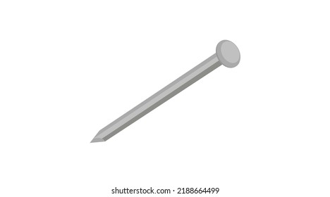 Vector Isolated Illustration of a Metal Steel Nail
