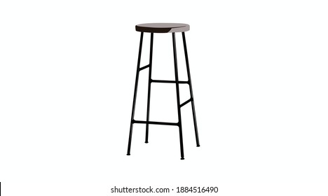 Vector Isolated Illustration of a Metal and Wood Stool