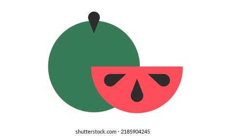 Vector isolated illustration of a minimal geometric watermelon symbol on a white background. Logo template