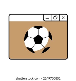 Vector isolated illustration of a minimal web window with a soccer ball on a white background. Sport media art