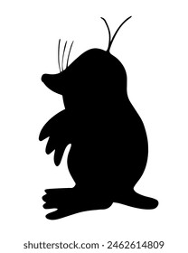 Vector isolated illustration of a mole silhouette on a white background.