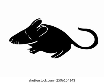 Vector isolated illustration of mouse silhouette on white background.