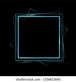 Vector isolated illustration of neon screen.  Laser light futuristic announcement banner. Border design with lights.