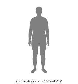 Vector Isolated Illustration Of Obese Man Silhouette. Isolated Black Illustration