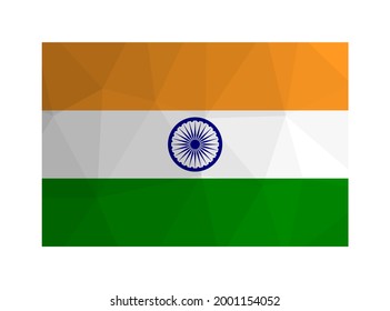 Vector isolated illustration. Official symbol of India. National Indian flag. Creative design in low poly style with triangular shapes. Gradient effect.