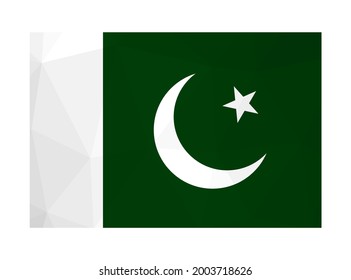 Vector isolated illustration. Official symbol of Pakistan. National flag with Star and Crescent on green background. Creative design in low poly style with triangular shapes. Gradient effect.