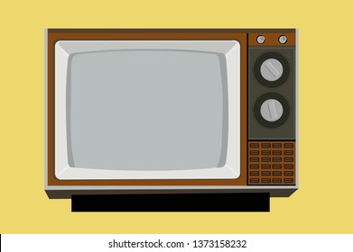 Vector Isolated Illustration of an Old Vintage Wooden Box Television