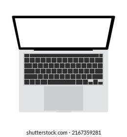 Vector of an isolated illustration on white background, simple and flat style, laptop with white screen, notebook