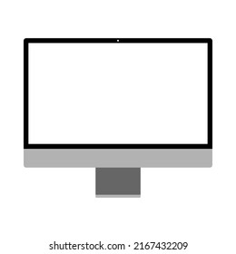 Vector de una ilustración aislada sobre fondo blanco para sitio web y contenido con pantalla vacía, estilo simple y plano, computadora de alta tecnología