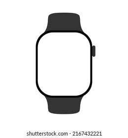 Vector of an isolated illustration on white background for website and content with empty screen, simple and flat style, high techonology smartwatch