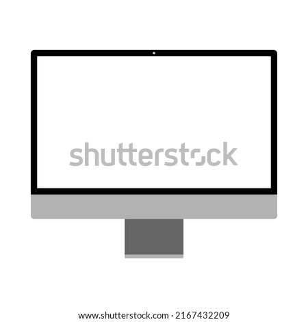 Vector of an isolated illustration on white background for website and content with empty screen, simple and flat style, high techonology computer