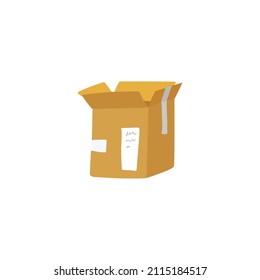 Vektorgrafik einzeln auf einer offenen oder entpackten Umlaufbox. Das Konzept des Umzugs, der Post, des Transports usw.