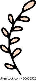 Vector isolated illustration with orange handdraw leaves branch. Natural ornament. Design element for decorations.