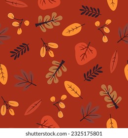 Vector isolated illustration of a pattern with autumn leaves. Autumn background.