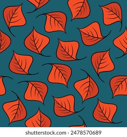 Vector isolated illustration of a pattern with autumn leaves. Autumn background.	