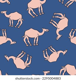 Vector isolated illustration of pattern with camels. Kids pattern with animals to print. Arabic pattern.