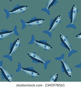 Vector isolated illustration of pattern with fishes.