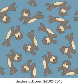 Vector isolated illustration of a pattern with fur seals.