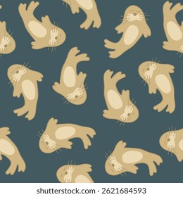 Vector isolated illustration of a pattern with fur seals.	