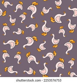 Vector isolated illustration of pattern with geese.