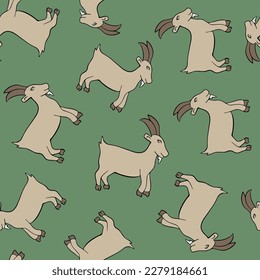 Vector isolated illustration of pattern with goats.