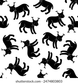 Vector isolated illustration of pattern with lynx animals.	