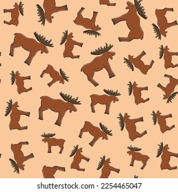 Vector isolated illustration of pattern with moose.