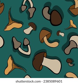 Vector isolated illustration of pattern with mushrooms.