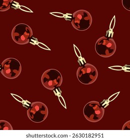 Vector isolated illustration of a pattern with New Year's balls. Festive Christmas pattern.	