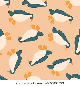 Vector isolated illustration of a pattern with penguins.