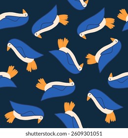 Vector isolated illustration of a pattern with penguins.