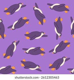 Vector isolated illustration of a pattern with penguins.	
