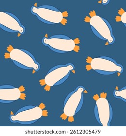 Vector isolated illustration of a pattern with penguins.	