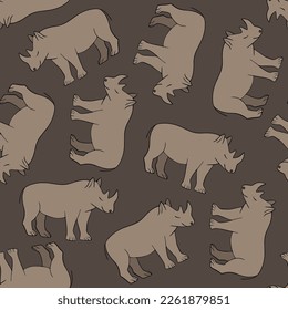 Vector isolated illustration of a pattern with rhinos.