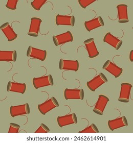 Vector isolated illustration of pattern with spools of thread.