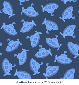 Vector isolated illustration of pattern with submarines.