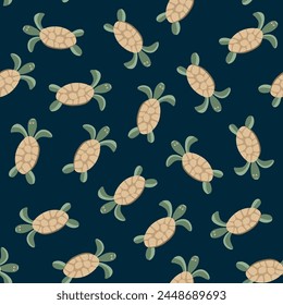 Vector isolated illustration of pattern with turtles.