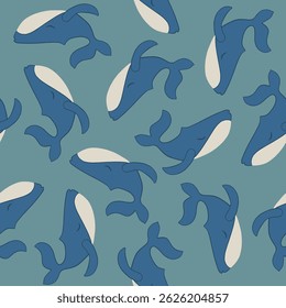 Vector isolated illustration of a pattern with whales.	
