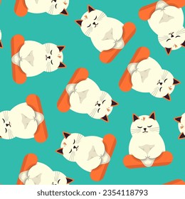 Vector isolated illustration of pattern with yoga cats.