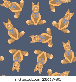 Vector isolated illustration of pattern with yoga dogs.