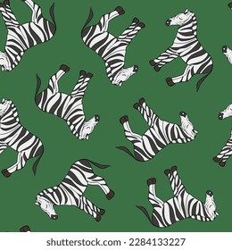 Vector isolated illustration of pattern with zebras. Pattern for textiles. Animal pattern.