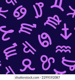 Vector isolated illustration of a pattern with zodiac signs. Astrological pattern.