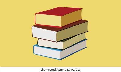 Vector Isolated Illustration of a Pile of Books