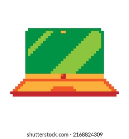 Vektorgrafik einzeln eines pixelfarbigen Laptops auf weißem Hintergrund. Retro-Bit-Spielart