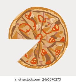 Vector isolated illustration of pizza on a white background.